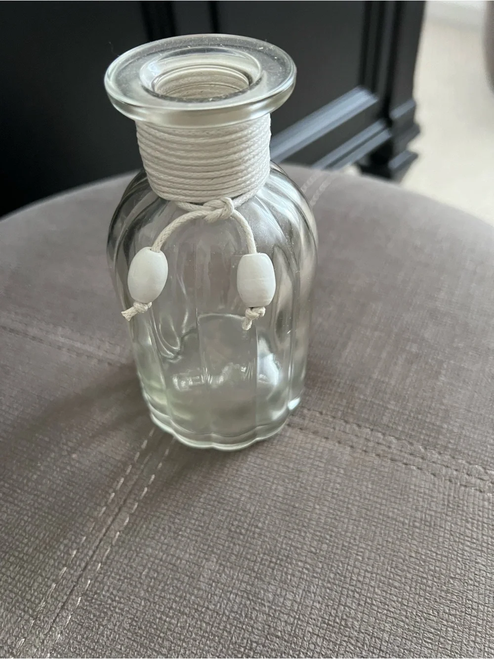 Decorative Clear Glass Bud Vase with White Rope Accent, for flowers or incense